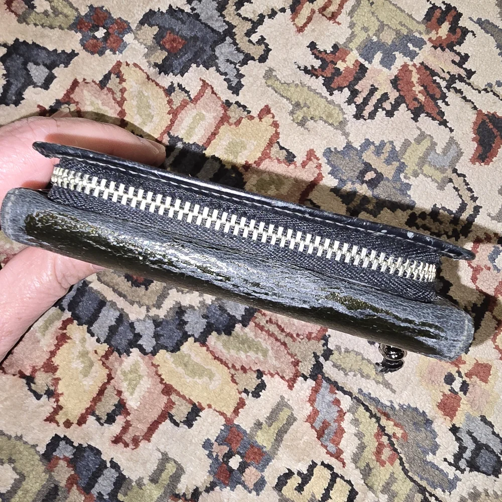 Loewe Black Leather Zip Around Wallet